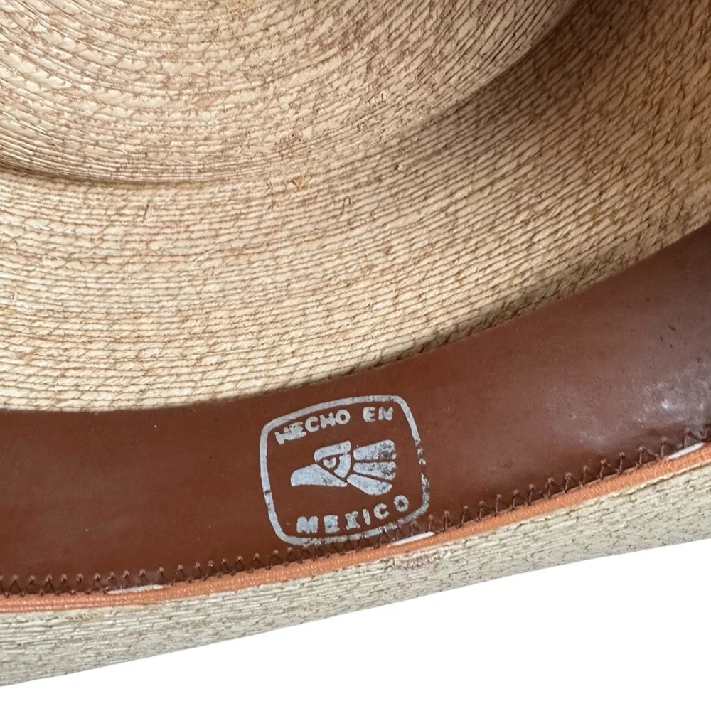 VINTAGE Hand Woven Boho Wide Brim Gaucho Sombrero Hat - Picture 8 of 10
